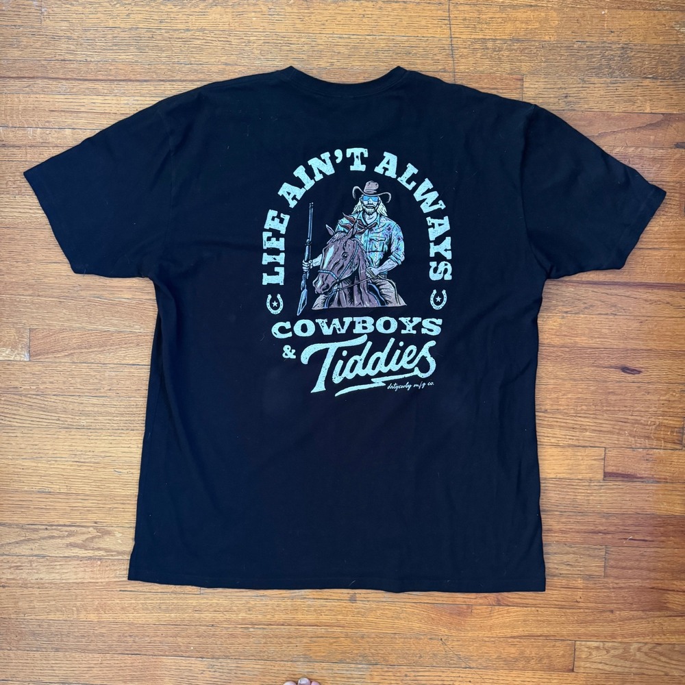 CMBT Dirty Cowgirl Mfg Co Cowboys & Tiddies Graphic T-Shirt Mens XXL Black